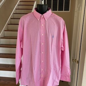 NWT Ralph Lauren Yarmouth Dress Shirt Pink White Micro Check Pony Logo 17 34-35